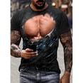 thumbnail image 1 of Men 3D Muscle Tattoo Print T-Shirt Short Sleeve Digital Printing Shirts Tops Tee, 1 of 9