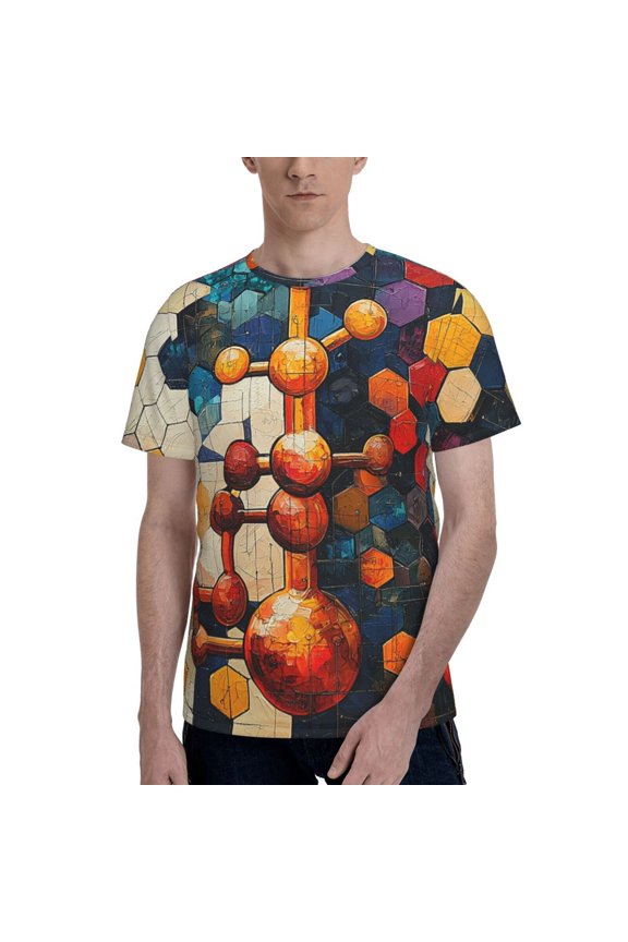 Men 3D Printed Short Sleeve Graphic T-Shirts Tops Tee, Chemistry Patterns Art