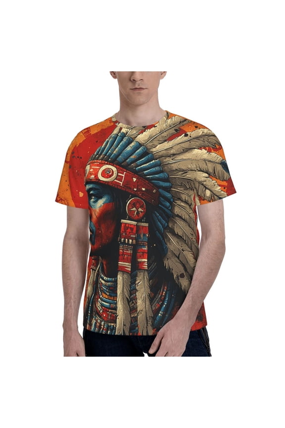 Men 3D Printed Short Sleeve Graphic T-Shirts Tops Tee, Tribal Ethnic Aztec Southwest