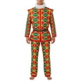 thumbnail image 1 of Men 4-Piece Set Geometric Print Shirt with Matching Pants, Collar and Belt Dress Up Outfit for Men, 1 of 9