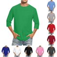 thumbnail image 1 of Men /4 Sleeve T Shirts Comfortable Crewneck Solid Color Fit Tee Shirt Tops Pocket T Shirts M, 1 of 7