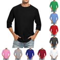 thumbnail image 1 of Men /4 Sleeve T Shirts Comfortable Crewneck Solid Color Fit Tee Shirt Tops Pocket T Shirts XL, 1 of 7