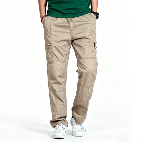 Men 6 Pocket Cargo Work Pants Durable Regular Fit Breathable Outdoor Utility Trousers S-XL