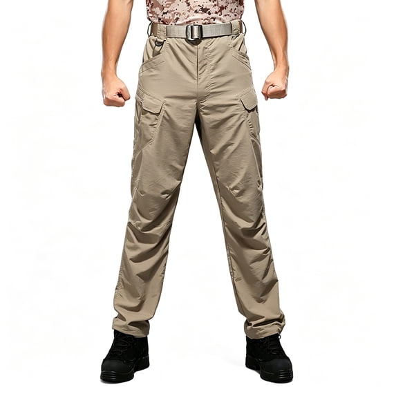 Men 6 Pocket Cargo Work Pants Durable Regular Fit Breathable Outdoor Utility Trousers S-XXL