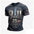 thumbnail image 1 of Men 911 Memorial Shirt Short Sleeve 250th Anniversary Remembrance Graphic Tee Crewneck Patriot Top, 1 of 3