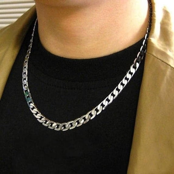 Men 925 Sterling Silver Plated 20'' Link Chain,Sterling Silver Stainless Steel Necklace Sterling Silver Chain