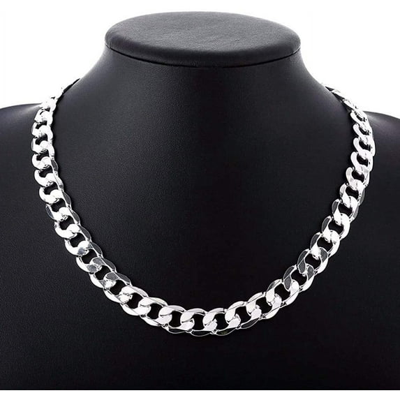 Men 925 Sterling Silver Plated Chain,Sterling Silver Over Stainless Steel Necklace Sterling Silver,The Best Gift for Men(Thickness:8mm,Length:20 Inch)