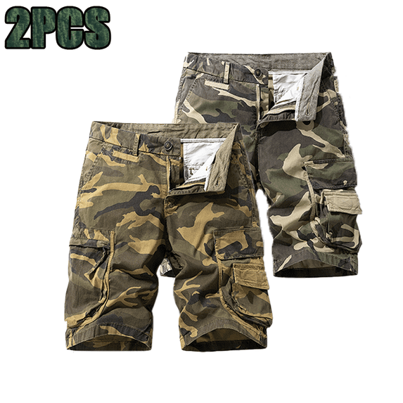 Men 97% Cotton Camouflage Cargo Shorts Multi Pocket Loose Fit Casual Outdoor Work Military Short Pants