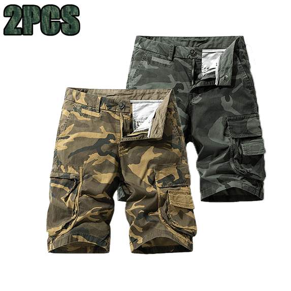 Men 97% Cotton Camouflage Cargo Shorts Multi Pocket Loose Fit Casual Outdoor Work Military Short Pants