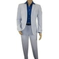 thumbnail image 1 of Men ADOLFO Seersucker Suit Stripe Casual Dressy Summer Suit 2 Button C622 Blue, 1 of 11