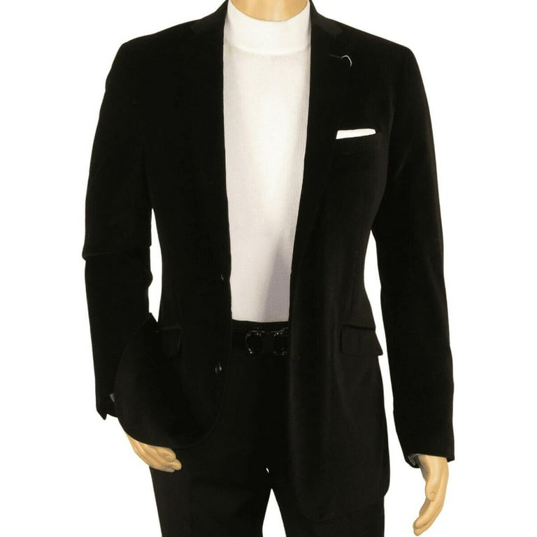 Men Adolfo Velvet Blazer Dinner Formal Jacket Black Tie Stage Award Show C40895 36S Black