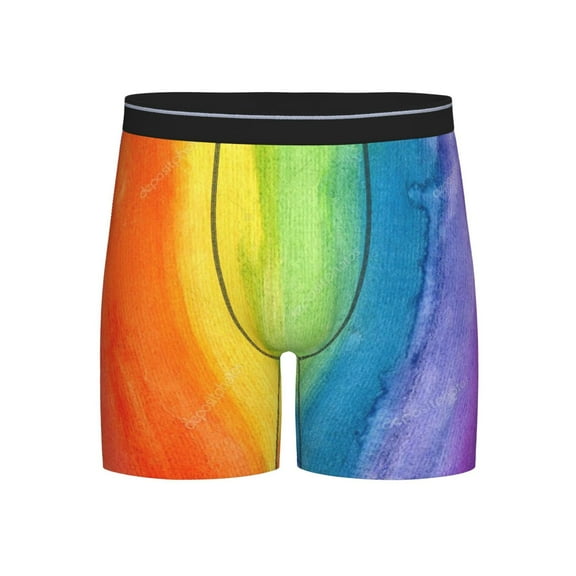 Men Abstract Striped Rainbow Boxer Briefs Novelty Boxer Shorts Underwear No Fly