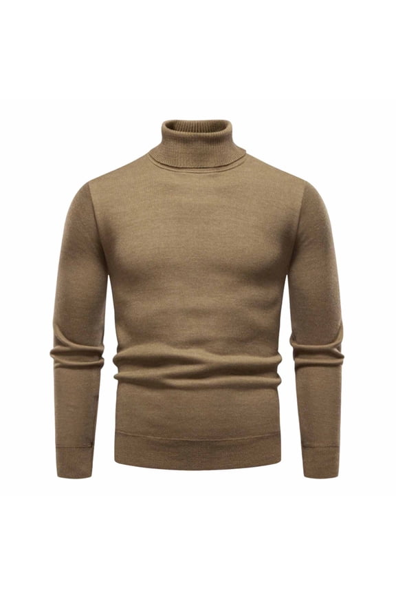 Men Adding Fleece Elastic Knit Sweater Warmth Laziness Loose Casual High Collar Sweater