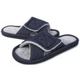 thumbnail image 1 of Men Adjustable Arch Support Slippers, Memory Foam Fuzzy Open Toe Velcro Flat Slides, 1 of 7