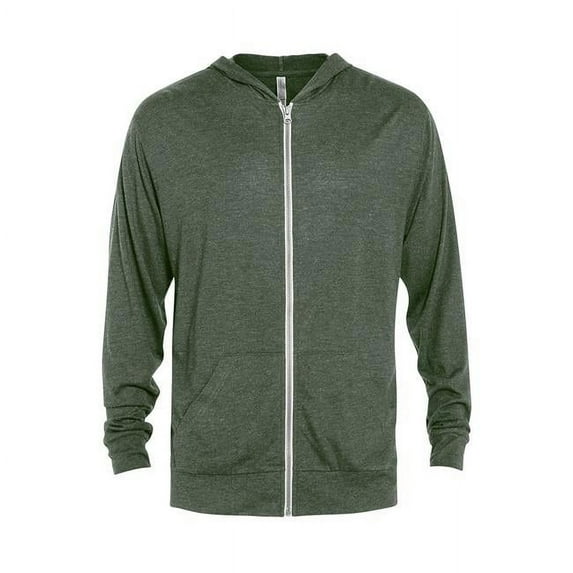 Men Adult Tri-Blend Full Zip Hoodie, Moss Heather - Medium