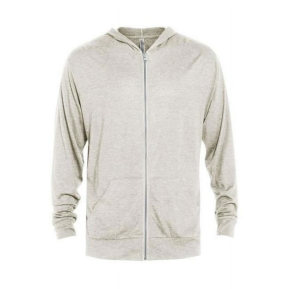 Men Adult Tri-Blend Full Zip Hoodie, Oatmeal Heather - 3X