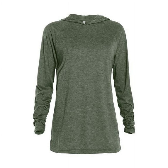 Men Adult Tri-Blend Raglan Hoodie, Moss Heather - Small