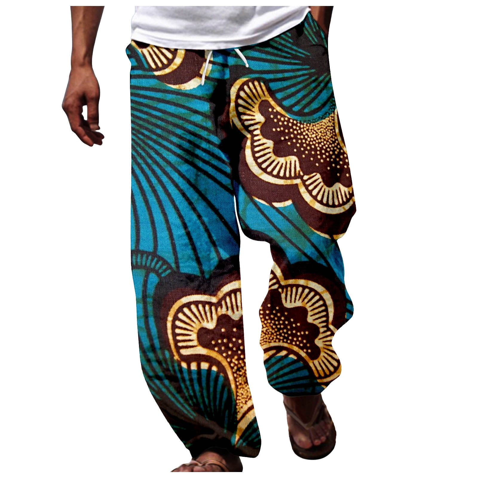 Men African Dashiki Traditional Casual Trouser Summer Holiday
