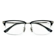 Men Aluminum Optical Frame Rectangular Reading Glasses with Titanium Temple Half Rimless 144MM Ti04 +2.25