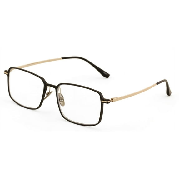 Men Aluminum Optical Frame Wide Fitment Reading Glasses with Titanium Temple Rectangular 144MM Ti02 +1.25