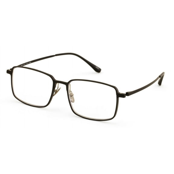 Men Aluminum Optical Frame Wide Fitment Reading Glasses with Titanium Temple Rectangular 144MM Ti02 +1.75