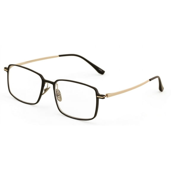 Men Aluminum Optical Frame Wide Fitment Reading Glasses with Titanium Temple Rectangular 144MM Ti02 +1.75