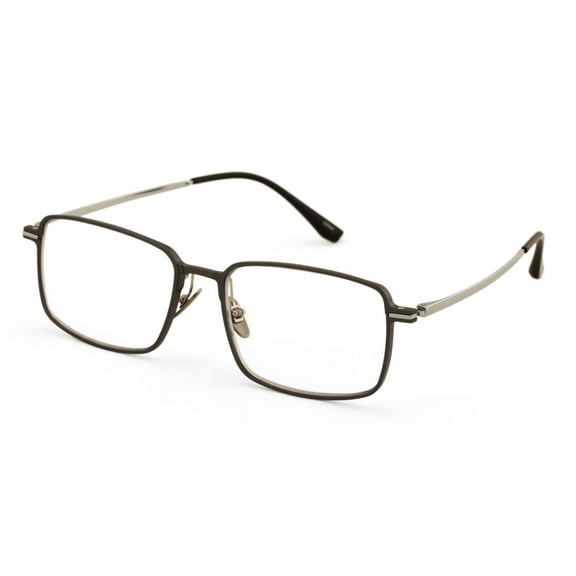 Men Aluminum Optical Frame Wide Fitment Reading Glasses with Titanium Temple Rectangular 144MM Ti02 +2.25