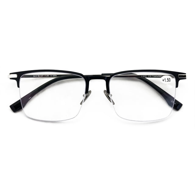Men Aluminum Optical Frame Wide Fitment Rectangular Reading Glasses ...
