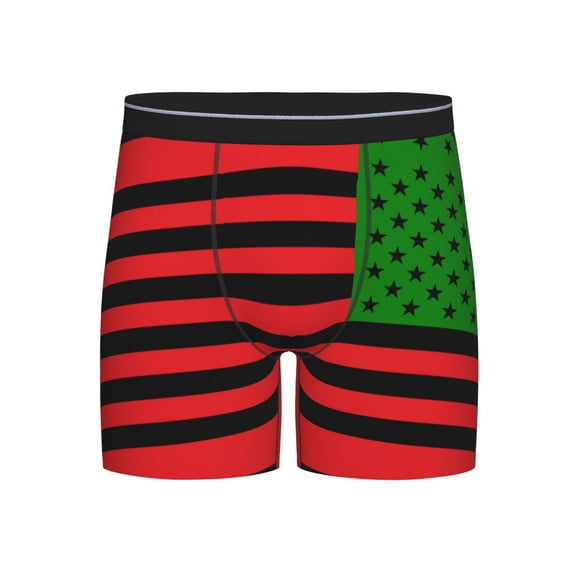 Men America Flag - Red Black And Green Boxer Briefs Novelty Boxer Shorts Underwear No Fly