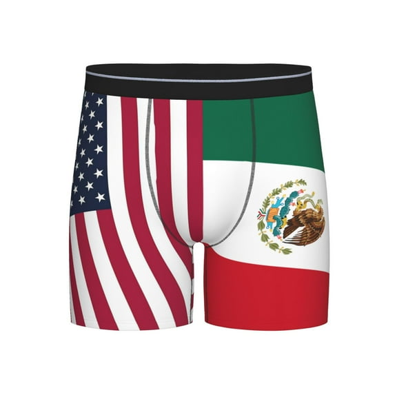 Men America Mexico Flag Boxer Briefs Moisture Wicking Funny Boxer Shorts