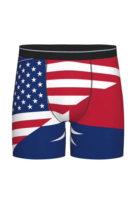 Men America Texas Flag Pattern Boxer Briefs Novelty Boxer Shorts Underwear No Fly