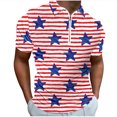 thumbnail image 1 of Men American Flag Shirt Independence Day Shirts for Men Red White and Blue Shirt Men Men 4th of July Shirts Memorial Day Shirts Men's Casual Printed Zippered T-Shirt with Short Sleeved Lapel Top, 1 of 5