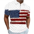 thumbnail image 1 of Men American Flag Shirt Independence Day Shirts for Men Red White and Blue Shirt Men Men 4th of July Shirts Memorial Day Shirts Men's Casual Printed Zippered T-Shirt with Short Sleeved Lapel Top, 1 of 5