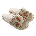 thumbnail image 1 of Men And Women Comfort Linen Slippers Washable Flat Open-Toe Indoor Shoes with Non-Slip Sole, 1 of 5
