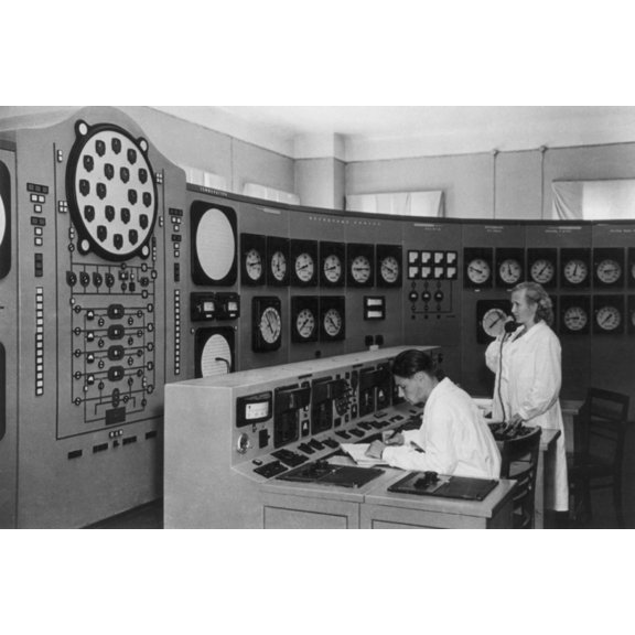 Men And Women Engineers At An Atomic Electric Power Station In Obninsk History (24 x 18)