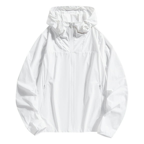 Men And Women Hooded Sun Shirts with Zip Pocket Color Block Breathable Hoodie Jacket for Hiking Running Fishing