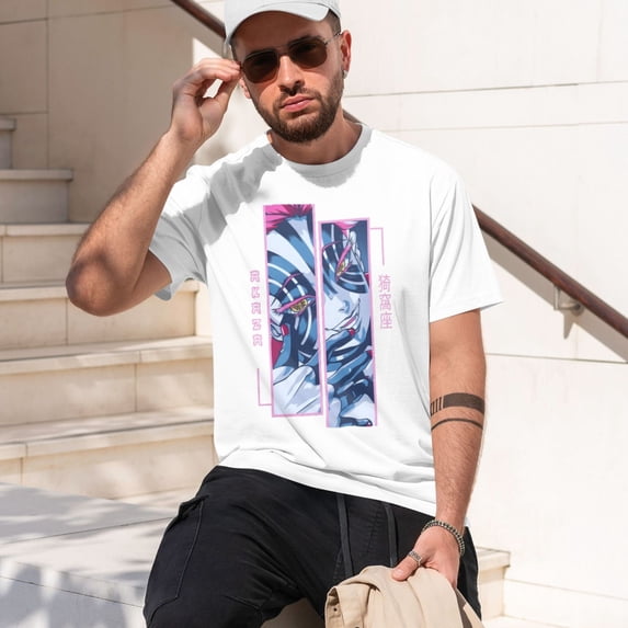 Men Anime Demon Slayer Shirt Kamado Tanjirou Print T-Shirts Cosplay Shirts Fashion Casual Shirt White -Small