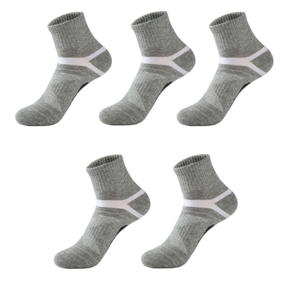 Men Ankle Athletic Socks Sweat Absorbent Breathable Arch Cushioning Running Basketball Socks 8-13 (5 Pairs) Grey, One Size
