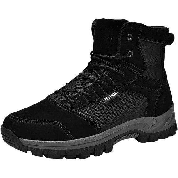 Men Ankle Boots Fashionable New Pattern Simple Solid Color Thick Sole Outdoor Hiking Lace Up Mens Dress Shoes Boot