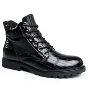 Men Ankle Boots Western Vintage Faux Leather Waterproof Lace Up High Top Casual Leather Boots Combat Boots Short Boots