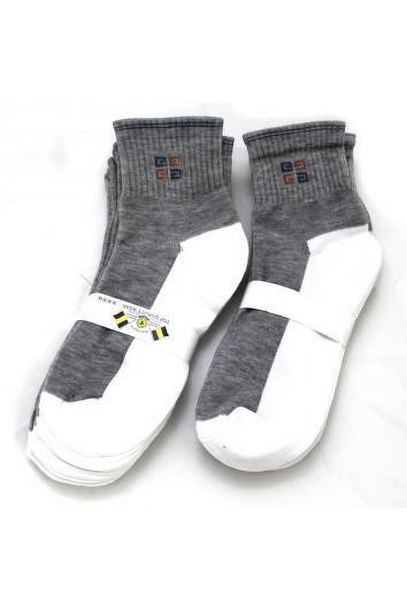 Men Ankle Crew Socks - Random Color and Logo -5 CT