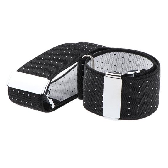 Men Anti-Slip Shirt Sleeve Garters Adjustable Stretch Armbands - Black2, as described