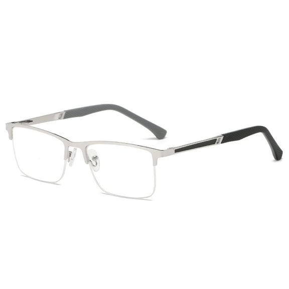 Men Anti-blue Light Business Reading Glasses 1.00 Fashion Spring Hinge Silver Metal Readers +1.00 Strength