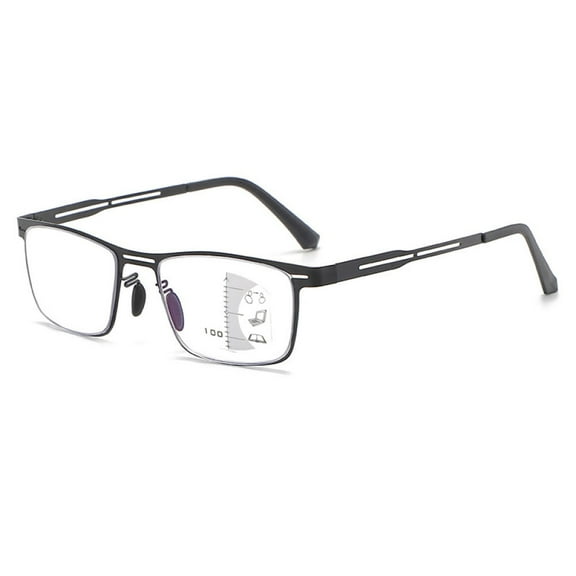 Men Anti-blue Light Square PROGRESSIVE Reading Glasses 2.50 Metal Trendy Business Black Readers PROGRESSIVE +2.50 strength