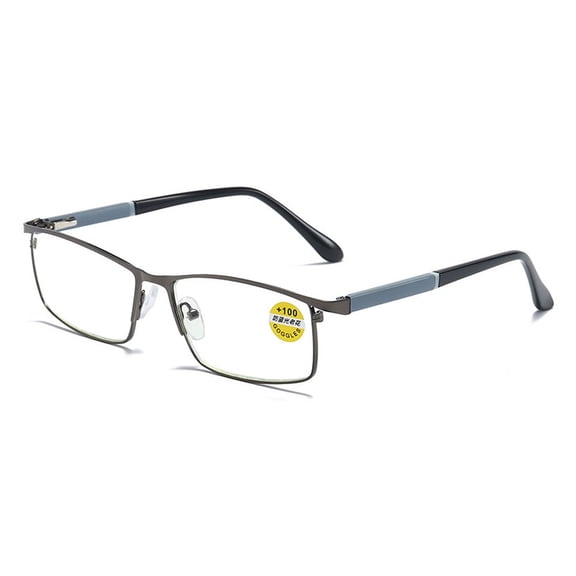 Men Anti-blue light Reading Glasses 2.50 Metal Business Business Rectangular Spring Hinges Gunmetal Readers +2.5