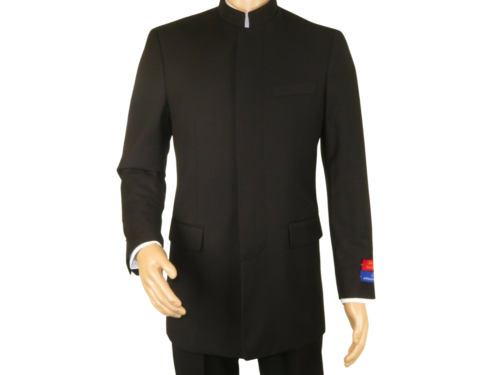 Men Apollo King Band Collarless suit Mandarin 5 Hidden Button Paster