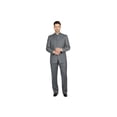 thumbnail image 1 of Men Apollo King Banded Collarless suit Mandarin 5 Button Wide leg M5-3 Gray New, 1 of 9
