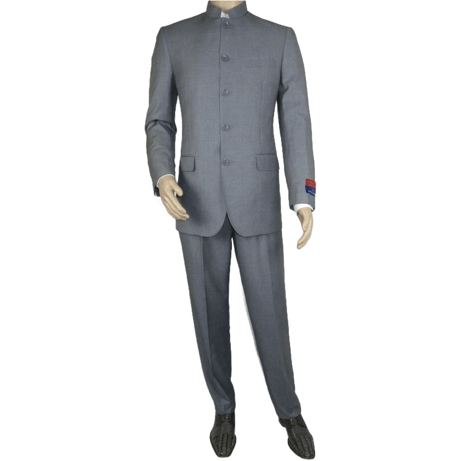 Men Apollo King Banded Collarless suit Mandarin Button Wide leg