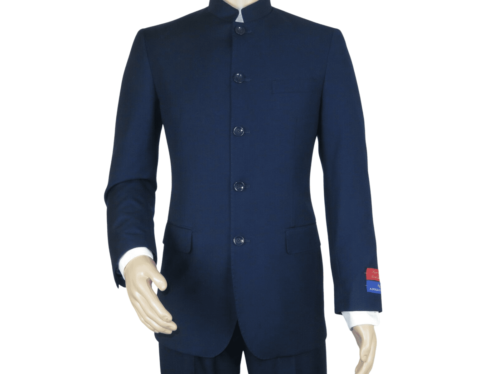 Apollo King Navy Mandarin Collar Safari Suit main image 0
