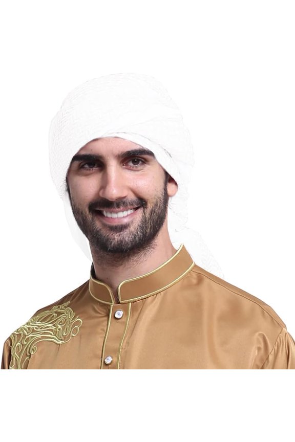 Men Arab Shemagh Kaffiyeh Headscarf Muslim Hijab Headband Dubai Turban Cap Shawl Headwrap Middle East Arafat Scarf